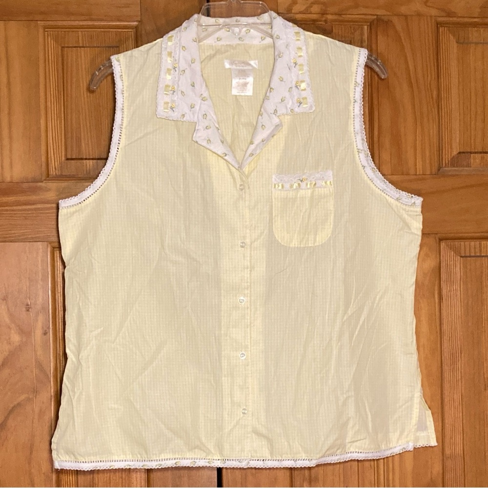 NWOT Secret Treasures Sleepwear Vintage 90s Sleeveless Pajama Top Yellow Size XL